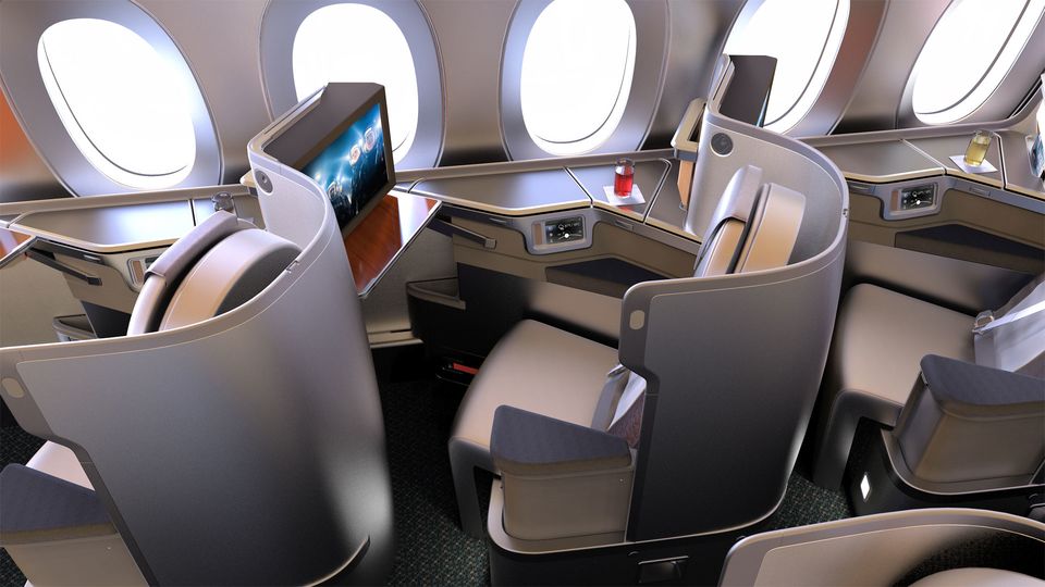 Here is Collins Aerospace's Super Diamond business class seat in its standard (but 'dressed to impress') form